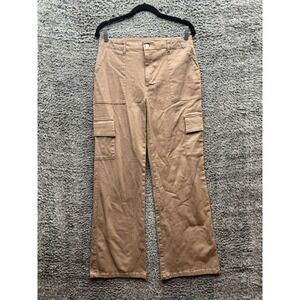 Rachel Paige Cotton Blend High Rise Wide Leg Cargo Pants Pink Womens Size 32